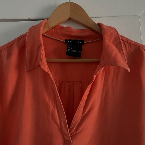 Tribal linen blend tunic with front pockets, mango, extra large - Picture 6 of 9